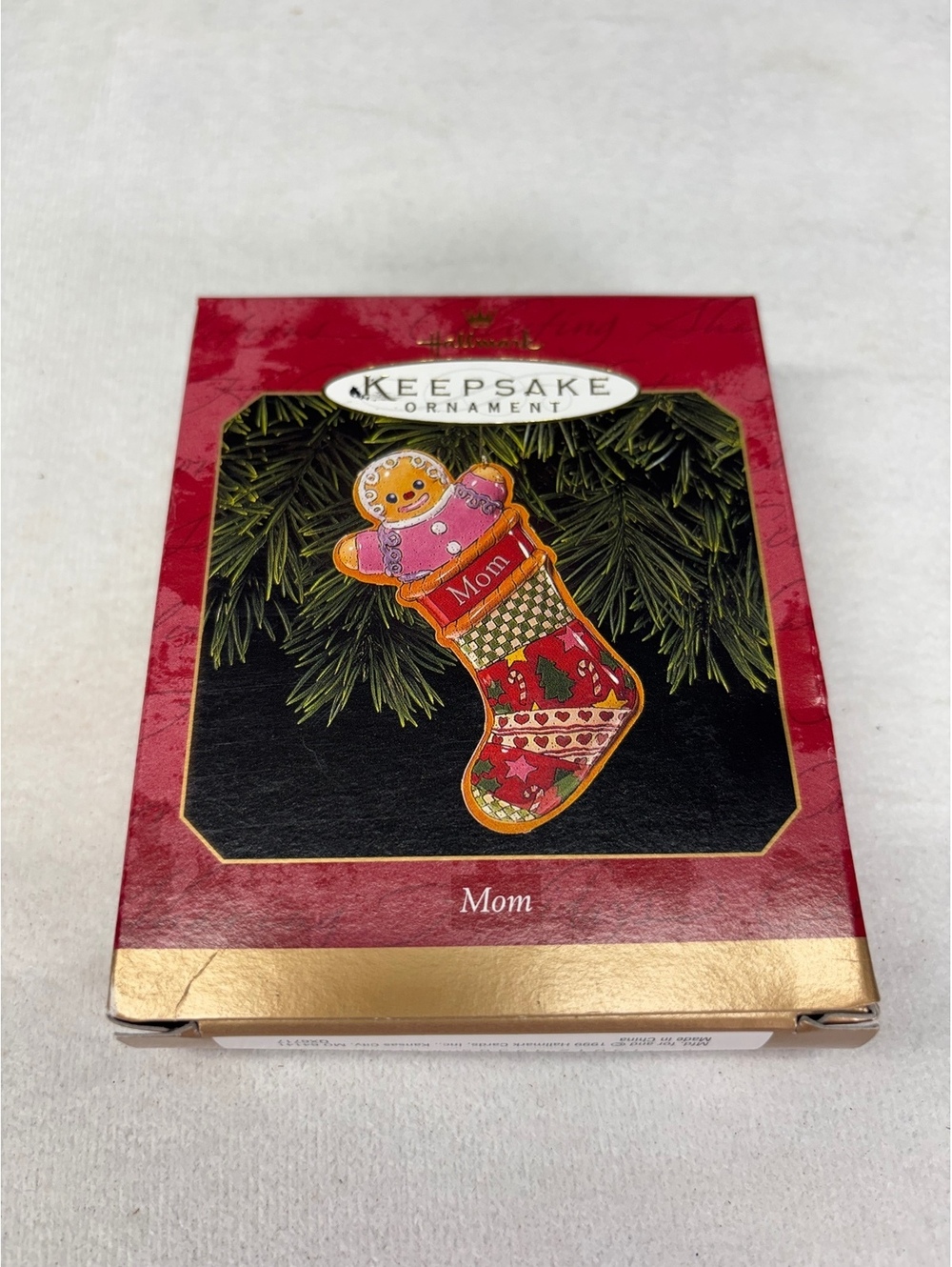 Hallmark Keepsake Ornament Mom Stocking with Gingerbread 1999
